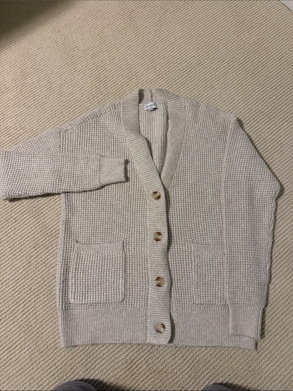 Evereve tan/Cream Button-Front oversized Knit Cardigan